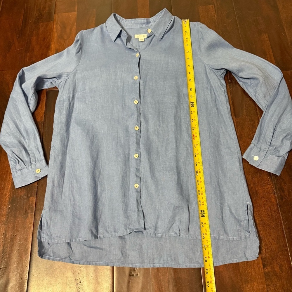 J. Jill Love Linen Essential Shirt Long Sleeve Button Up Women’s Size Small Blue - Picture 4 of 6